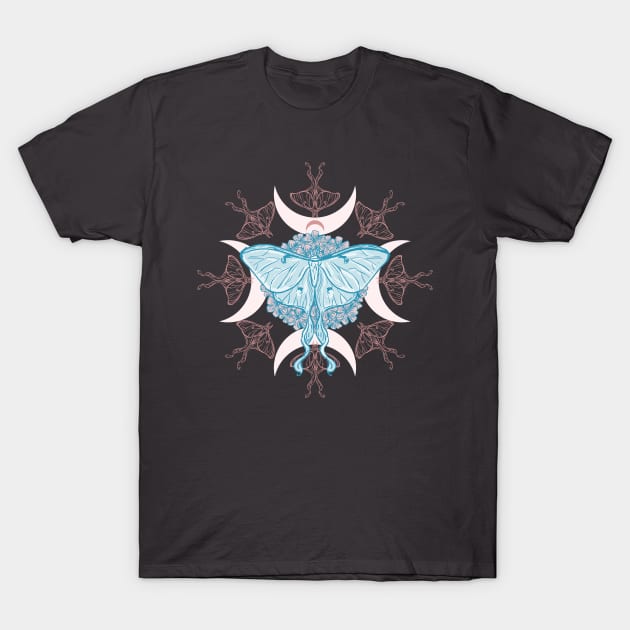 Luna moth crescent moon T-Shirt by Norse Dog Studio